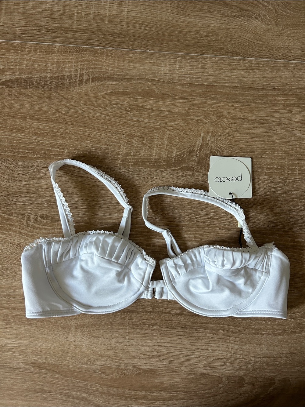 Peixoto White Ruffled Bikini Top
